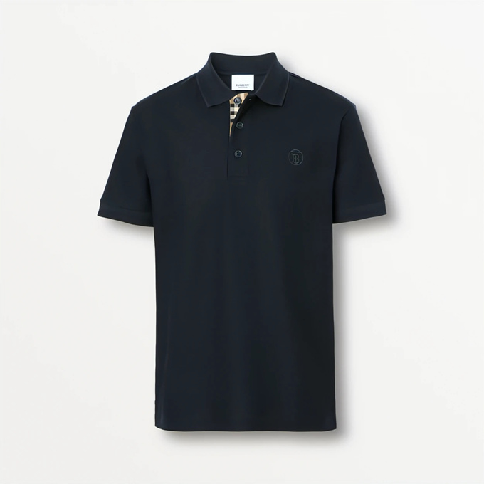 burberry circular tb monogram embroidery cotton pique polo shirt